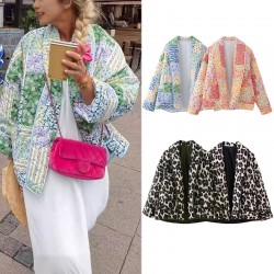 Spring 2024 new collection of cross-border women's clothing, street fashion and casual printed cotton-padded jackets from Europe and America for wholesale trade