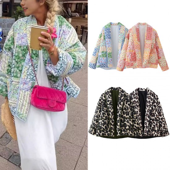 Spring 2024 new collection of cross-border women's clothing, street fashion and casual printed cotton-padded jackets from Europe and America for wholesale trade Spring 2024 new collection of cross-border women's clothing, street fashion and casual printed cotton-padded jackets from Europe and America for wholesale trade