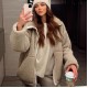 2024 Cross-border autumn/Winter women's clothing: European and American style, fashionable, loose and warm, color-blocking double-zipper faux lambskin coat