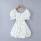 Winter's new women's dress with a European and American style, featuring a square-neck tie, short-sleeved, cinched waist and patchwork style Winter's new women's dress with a European and American style, featuring a square-neck tie, short-sleeved, cinched waist and patchwork style