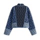 Amazon Cross-border early Autumn new women's clothing: Loose and short European and American style, two-sided cotton-padded jacket printed for women