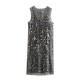 Sleeveless European and American style round neck 6610 sequined vest dress for women's winter new style women's clothing Sleeveless European and American style round neck 6610 sequined vest dress for women's winter new style women's clothing