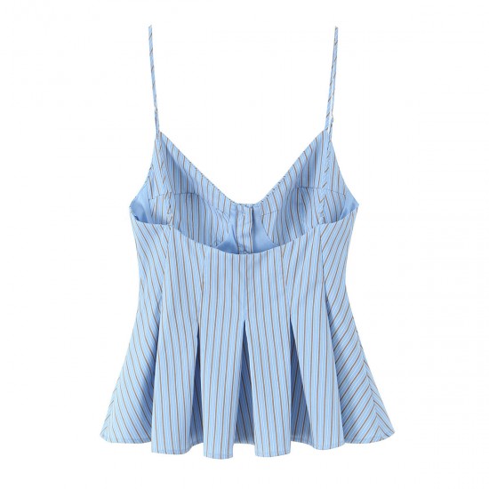 V-neck halter wholesale 2025 summer European and American sexy backless single-breasted wide pleated skirt, slim short women's vest V-neck halter wholesale 2025 summer European and American sexy backless single-breasted wide pleated skirt, slim short women's vest