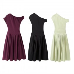 Amazon wholesale summer new women's fashion, elegant and stylish high-waisted solid color long dress