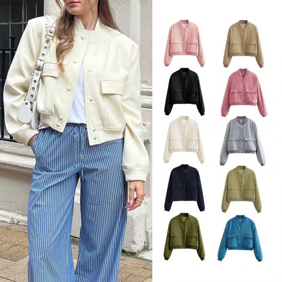 Spring 9621 New European and American style women's French short, large pocket pilot jacket for women Spring 9621 New European and American style women's French short, large pocket pilot jacket for women