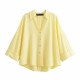Aliexpress Cross-border Wholesale 2025 Spring New Women's versatile striped V-collar single-breasted wide-sleeved shirt