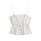 A sweet, casual and versatile white puffy stretch top with a straight neck and thin halter top for summer 2025 women's collection A sweet, casual and versatile white puffy stretch top with a straight neck and thin halter top for summer 2025 women's collection