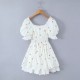 Winter's new women's dress with a European and American style, featuring a square-neck tie, short-sleeved, cinched waist and patchwork style Winter's new women's dress with a European and American style, featuring a square-neck tie, short-sleeved, cinched waist and patchwork style